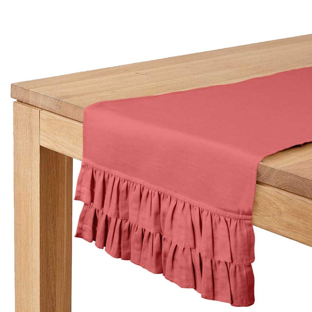 Vargottam Rosa Heimdeko Stilvolle Hochzeitsfeier Feiertags-Tischdeko Uni Doppelrüschen Tischläufer-14 x 108