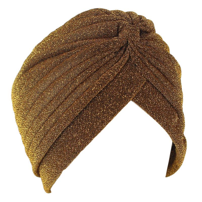 Damen Knotentwist Turban Atmungsaktive Glänzende Turbanmütze Muslimischer Indischer Hut Hautfreundlich Herbst Winter Kopfbedeckung Für Hijab