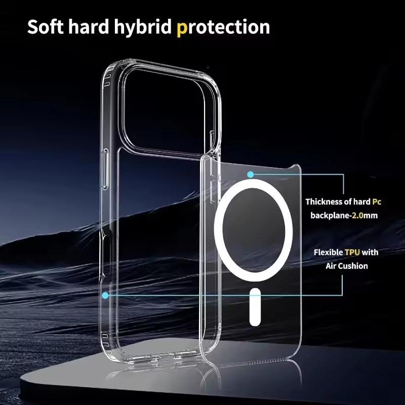 Clear Magnetic Case for IPhone 17/17Air/17Pro/17 Pro Max Crystal Wireless Charging Shell for Magsafe Cover Cases for iPhone17