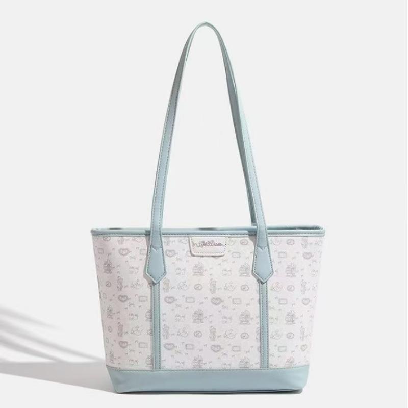 

Niche girl bag new tote bag large capacity cute handbag student class commuting shoulder bag светло-синий