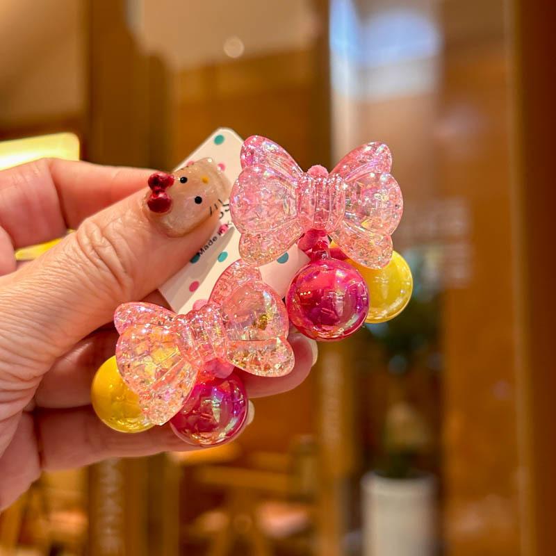 1 Paar Neue Süße Burst Perlen Schleife Prinzessin Kopfschmuck Kinder Elastische Haarbänder Kinder Haargummis Mädchen Haaraccessoires