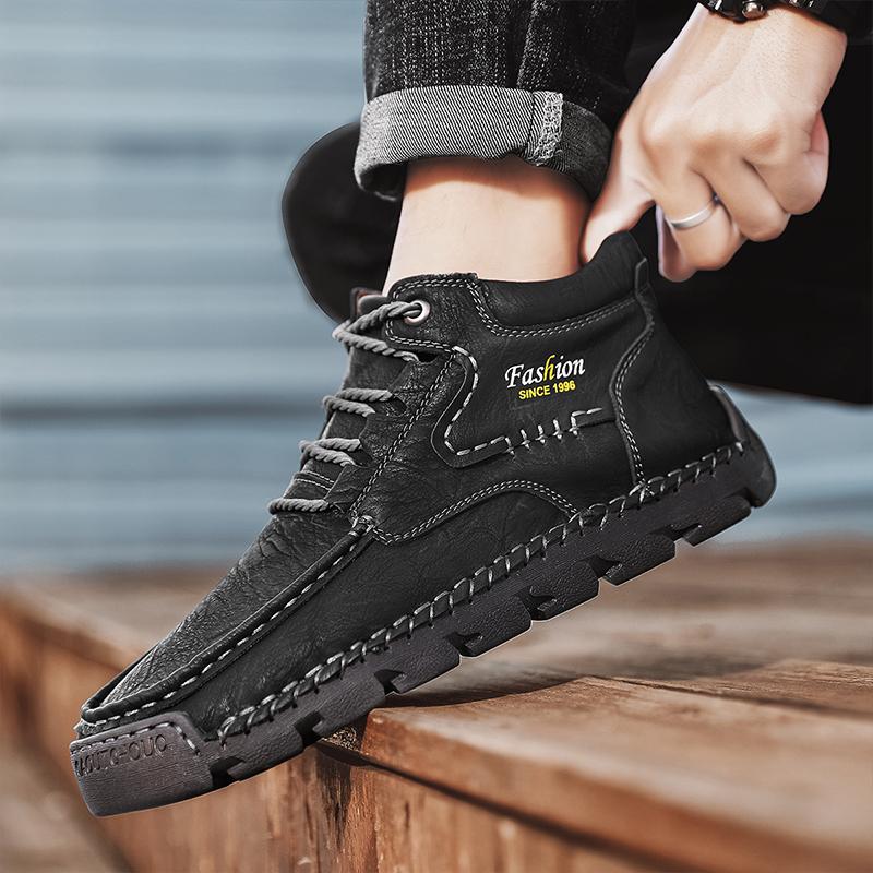 Casual Sneaker Loafers Casual Shoes High Boots Leather Winter Sport  for Men Soft and Comfortable Non-slip Cotton-padded shoes