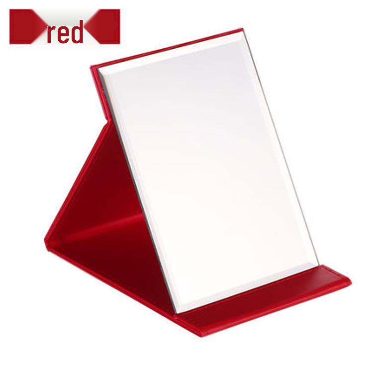 

Portable Leather Foldable Makeup Mirror - Large, Thickened, Desktop High-Definition Dressing Mirror Small 17*12.2cm червоний
