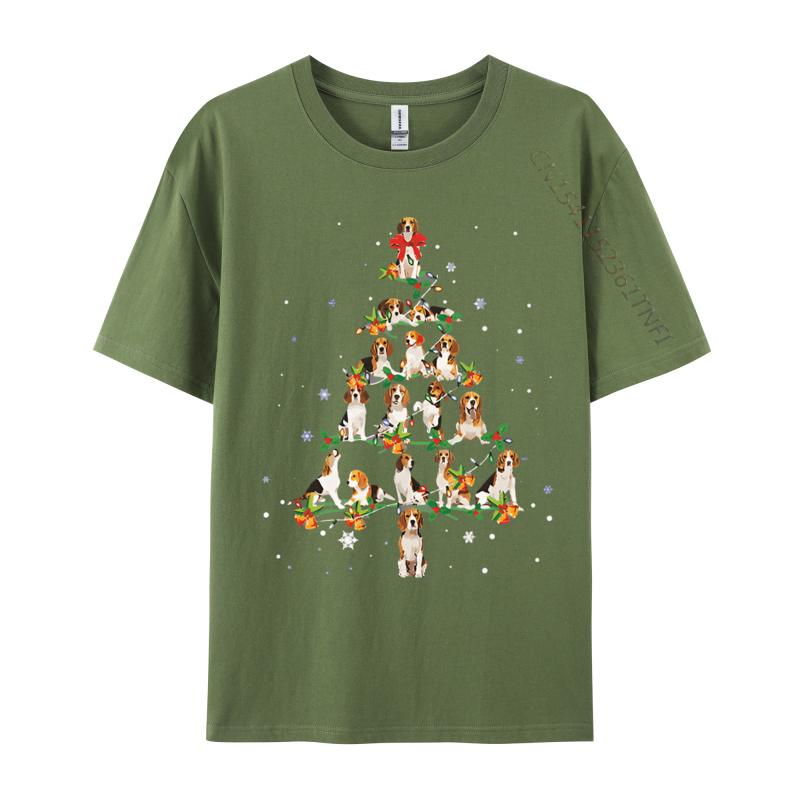 Mens Tshirt Beagle Christmas Tree Santa Funny Dog TShirt Harajuku Oversized Clothes 100 Cotton Pritned Tshirt