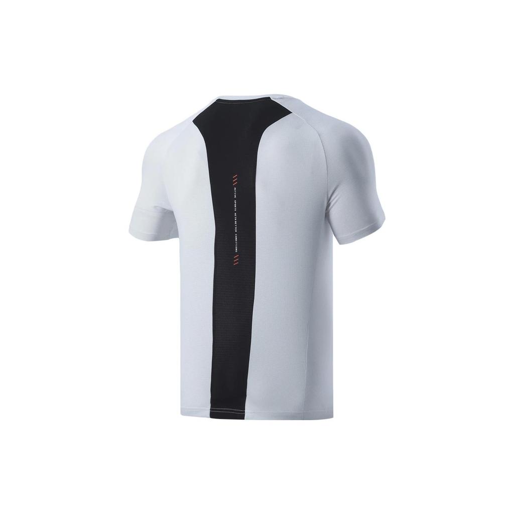 Li Ning Training Series T Shirts Men's Mist White Crew Neck Moderate Straight Fit ATSR033-2