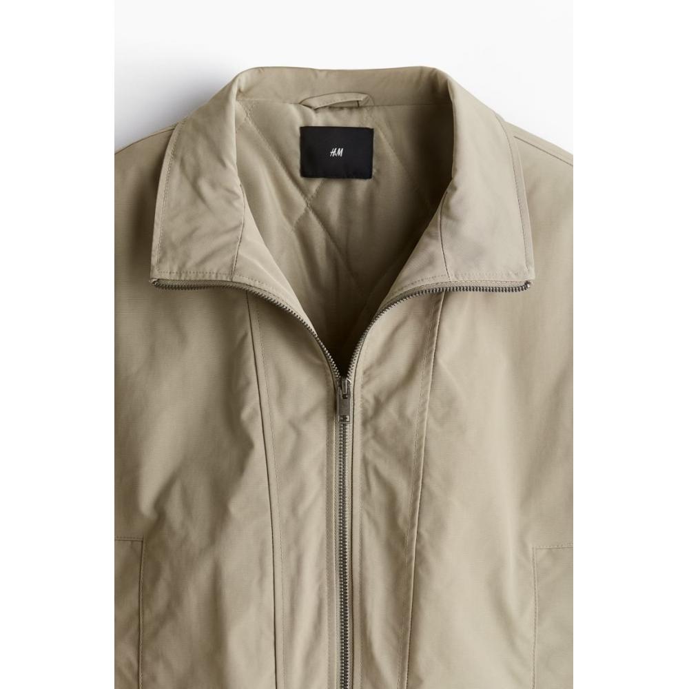 H M Funnel Neck Jacket Loose Fit kHaki Beige