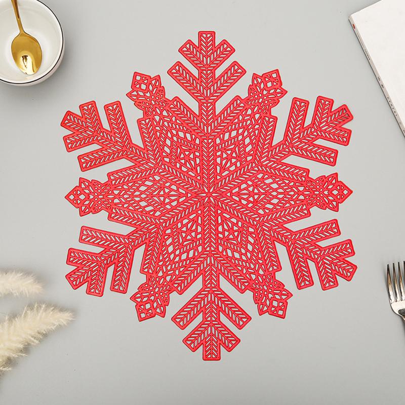 1PC Table Decorations Home Decor Stain Resistant Restaurant Decoration Thermal Insulation PVC Snowflake Meal Mat Party Supplies