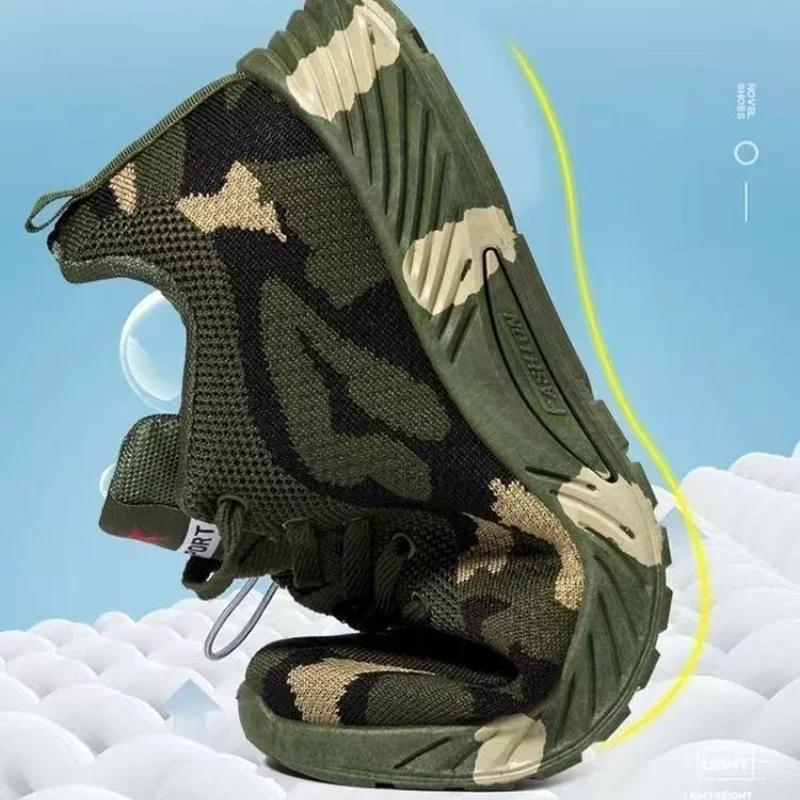 Mesh Camouflage Sneakers Men Wear-Resistant Casual Shoes For Men Not Slip Tennis Shoes Outdoor Mountaineering Work Flats Tenis