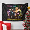 A Vibrant Band Photo with a Colorful Geometric Flower-like Pattern Behind. Patterned Tapestry for Bedroom and Living Room Home Decor
