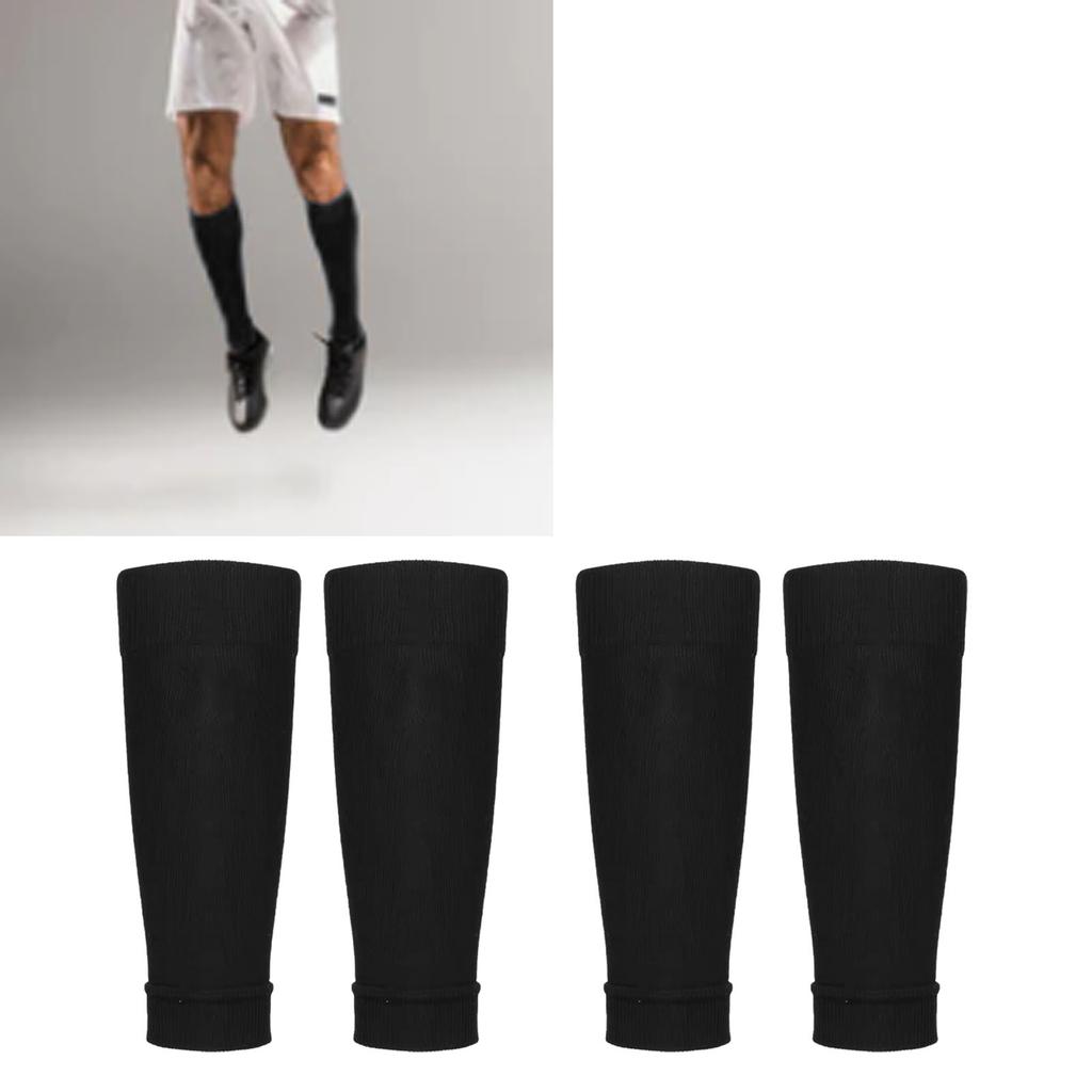 2 Pairs Shin Guard Sleeves Shin Pad Socks Nylon Size 38‑47 Sports Accessory for Soccer Football