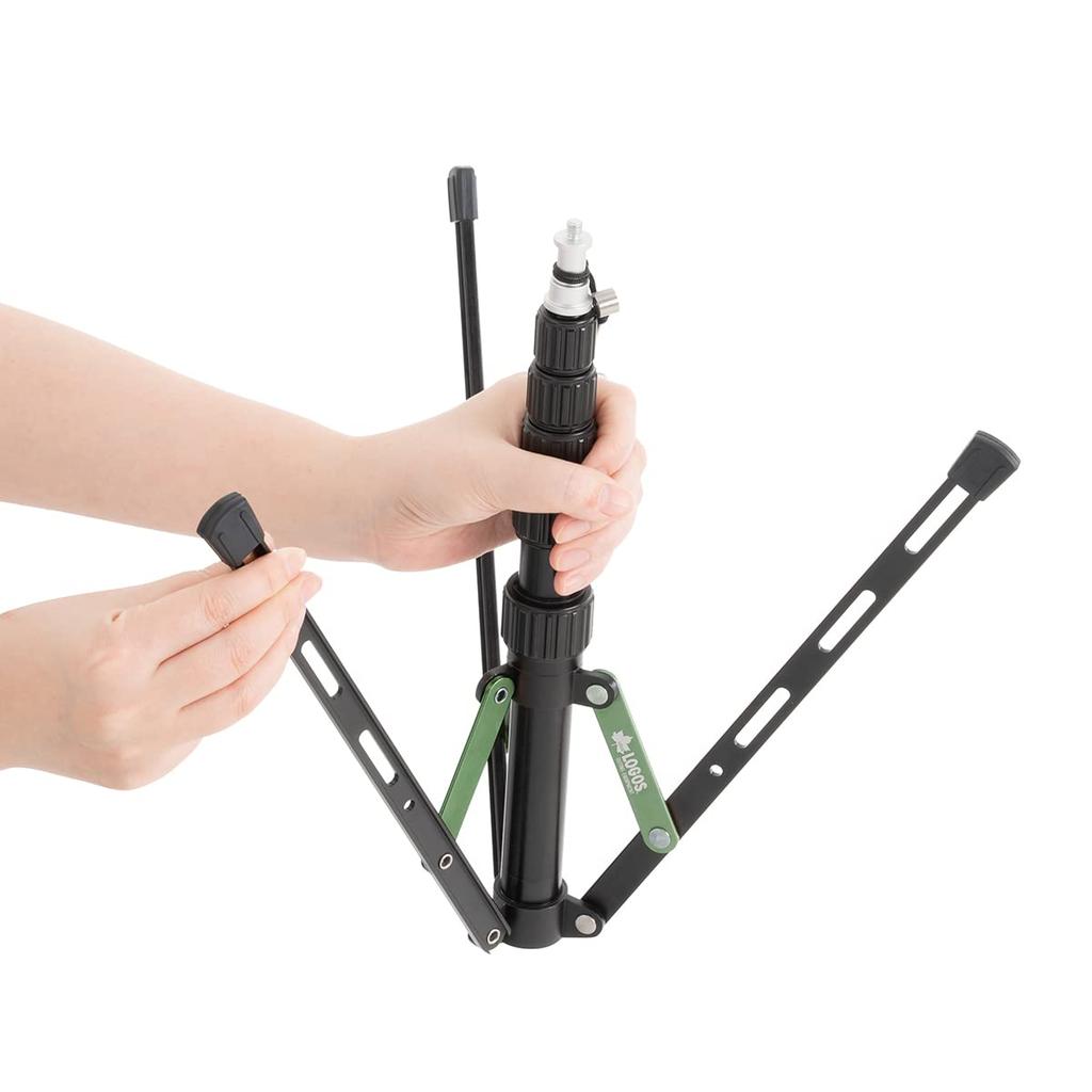 LOGOS Handy Flat Lantern Stand 71905008, Black, Approx. 48cm Wide x 42cm Deep x 48-123cm High