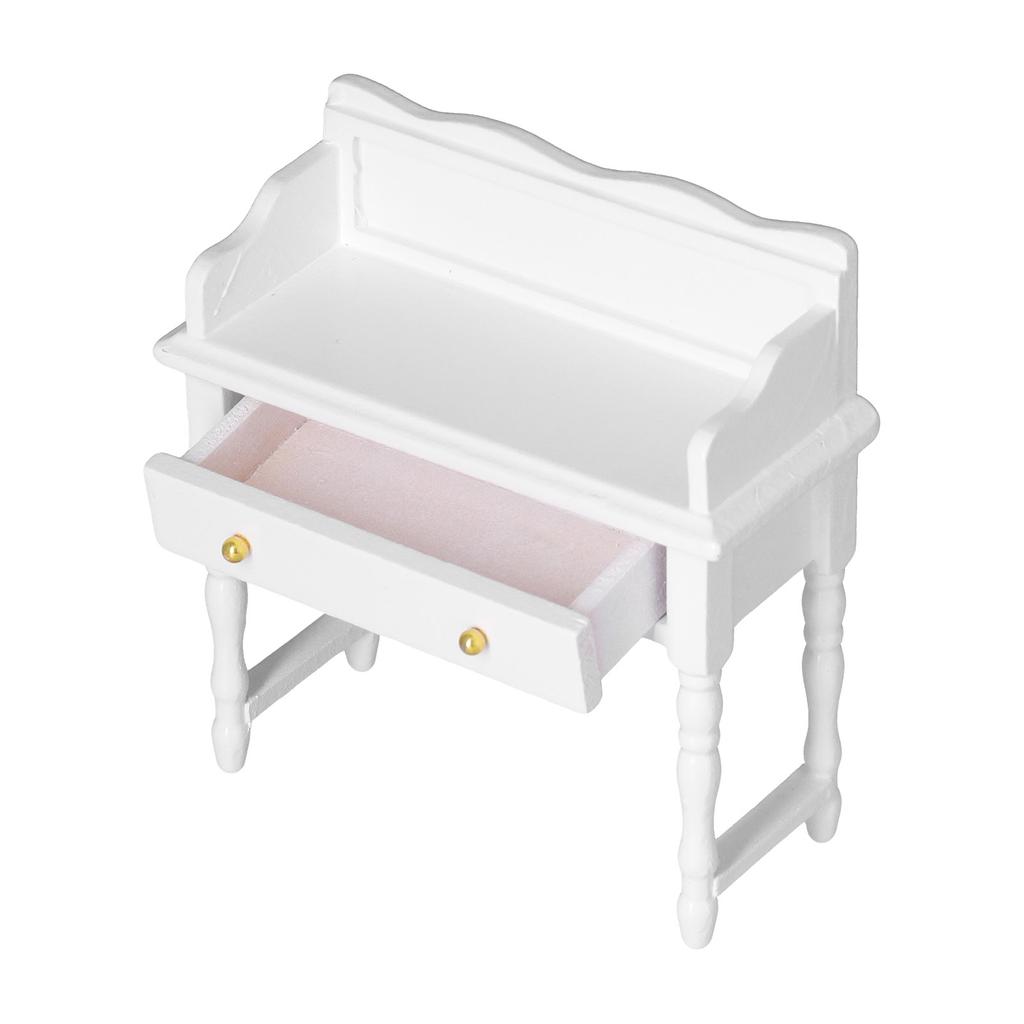 1:12 Dollhouse Desk Vivid Wooden Miniature Doll House Table Furniture Decoration White