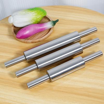 3 Pieces Stainless Steel Rolling Pin with Handle Non-stick Rolling Pin Smooth Pastry Dough Roller Baking Tools Kitchen Utensils