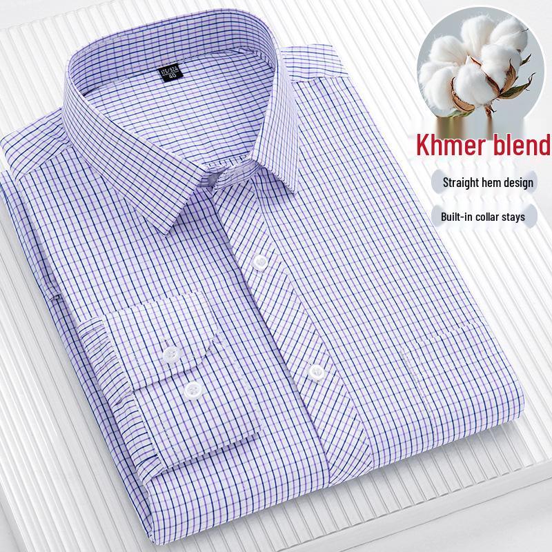 Cămașă cu mâneci lungi cu dungi pentru bărbați, mărime plus: Casual, Respirabil, Tiv drept pentru persoane de vârstă mijlocie și vârstnice