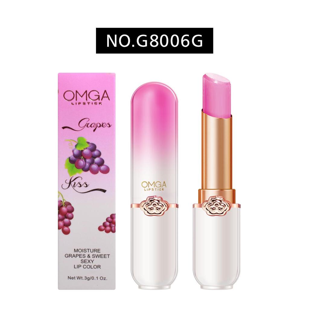 OMGA Burrocacao Gel Color-Cambiante Idratante - Pesca Lipstick Impermeabile Adattabile alla Temperatura