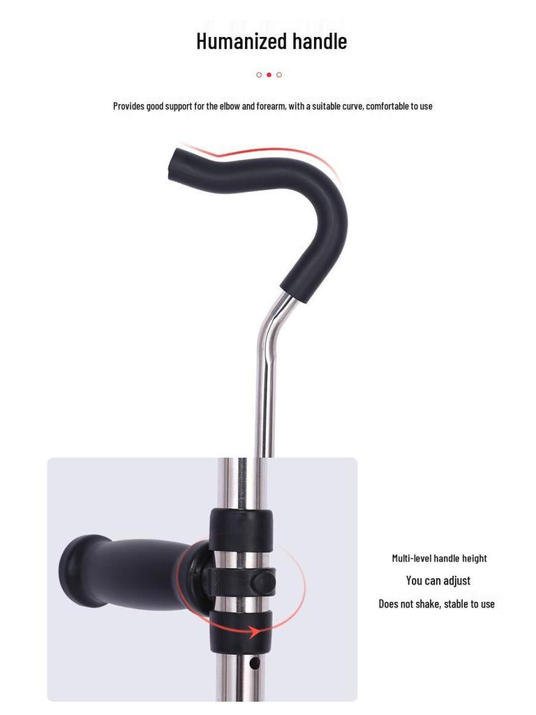 Retractable Adjustable F-Type Stainless Steel Arm/Elbow Crutch for Adults & Children