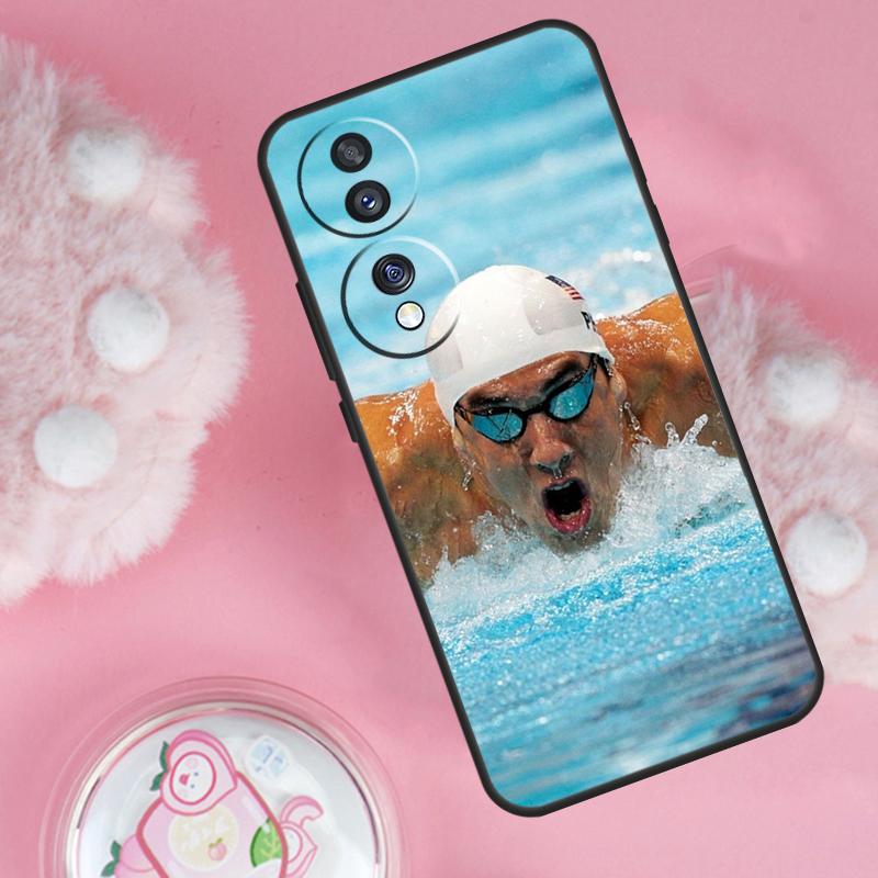 Michael Phelps Swimming Case For Honor Magic 6 5 7 Lite Honor 200 Pro 50 70 90 Lite X9b X9a X8b X8a X8 X9 X9c Cover