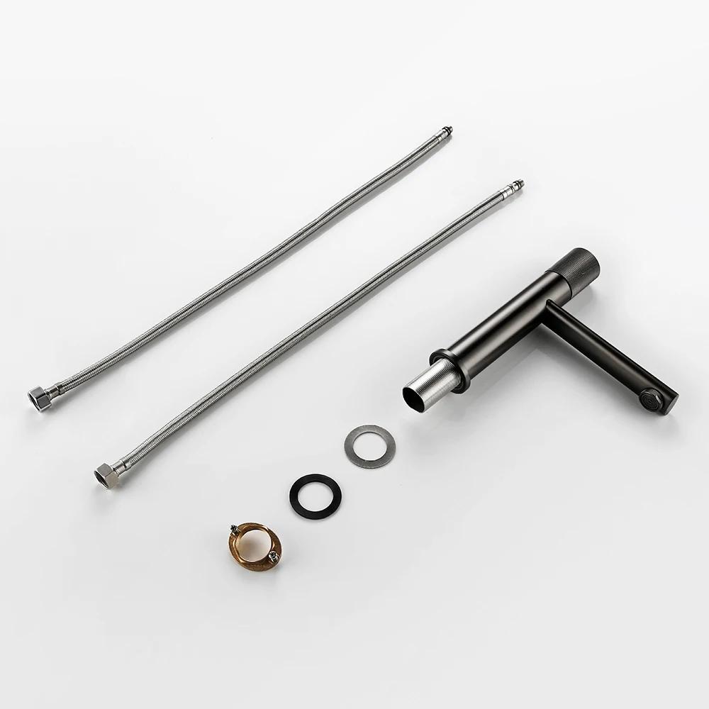 Knurled Faucet Matte Gold Basin Faucet Bathroom Tap Single Handle Hot and Cold Sink Faucet Knurled Mixer Brass Material