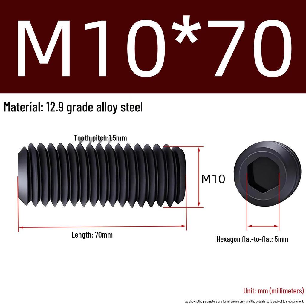 Grade 12.9 Hex Socket Headless Set Screw (M3-M16)
