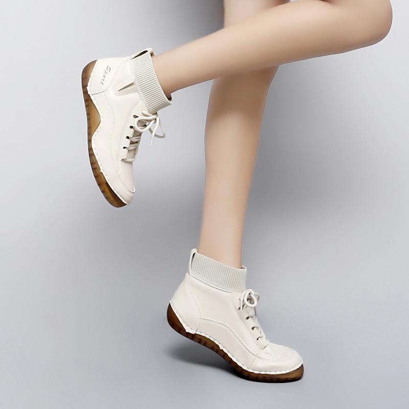 Women Hiking Shoes Driving Shoes High Top Beige Green Black Ankle Boots Casual Plus Size Outdoor Shoes