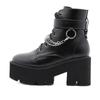 8cm Heels 2024 Large Chain Thick Bottom Waterproof Platform Women's Shoes Thick High Heels Short Women's Boots Lhx