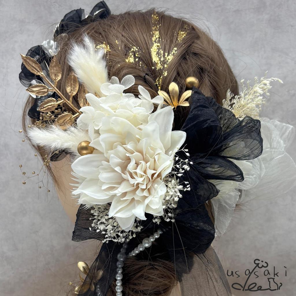 Hair Accessory for Coming-of-Age Ceremony, Pre-wedding Photoshoot, Dahlia, Headband, Hydrangea, Ribbon, Graduation Ceremony, Entrance Ceremony,