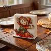 Wooden Autumn Table Accents Fall Scarecrow Napkin Holder, Harvest Pumpkin Thanksgiving Dinner Accessories Dispenser, Farmhouse Tabletop Decor for Home