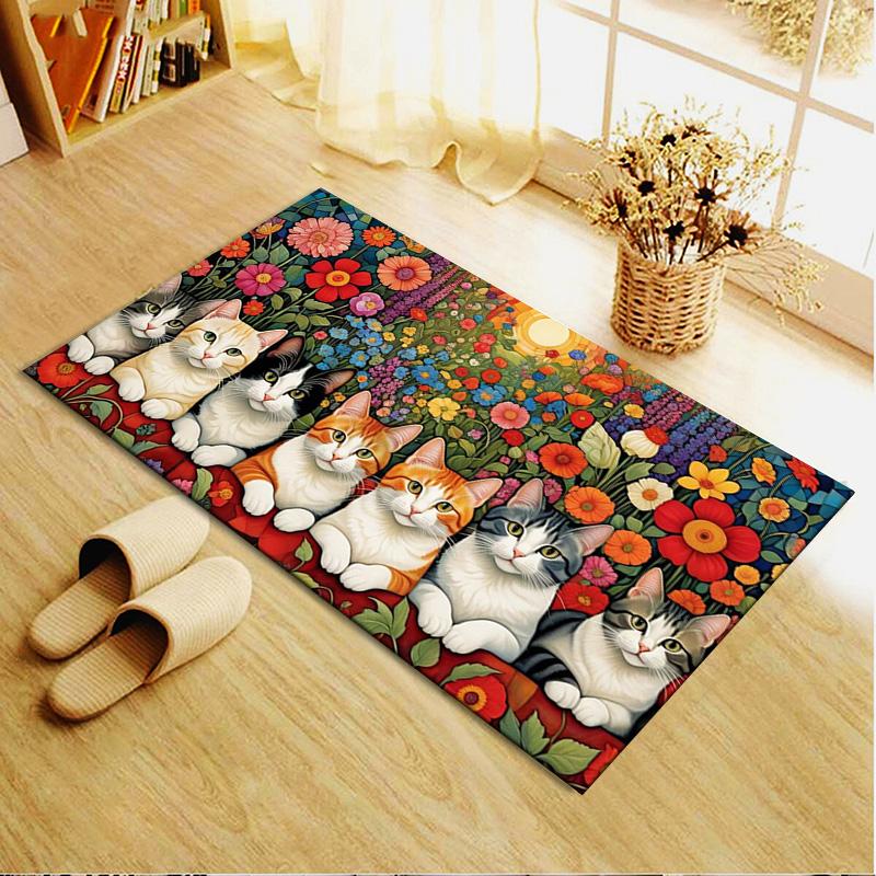 Cute Cat Carpet Rug for Living Room Bedroom Home Sofa Decoration,Kids play Non-slip Floor Mat