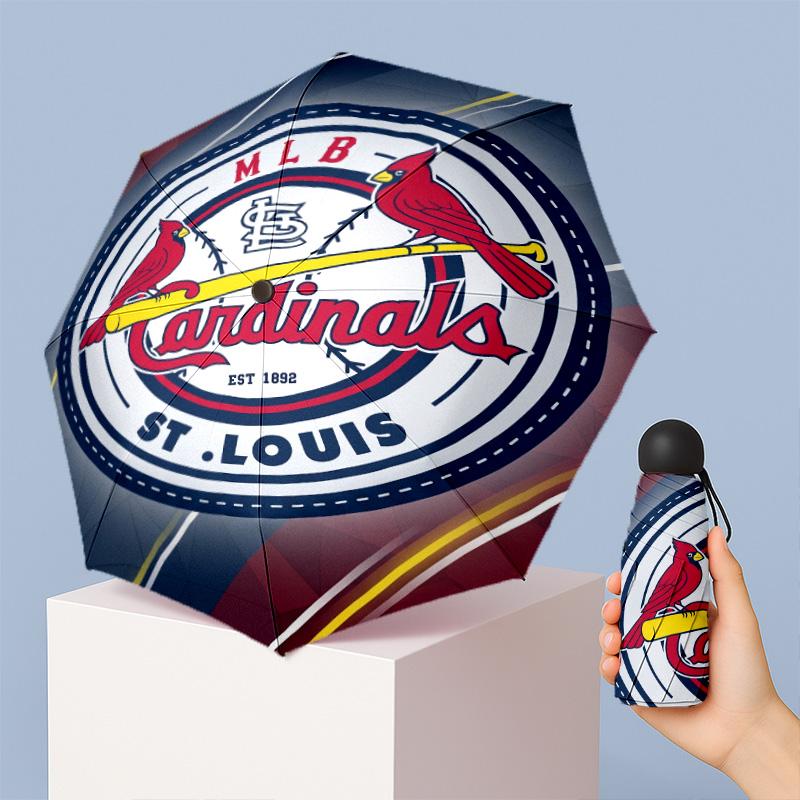 St. Louis Cardinals Printed 5?Fold Mini Umbrella 8?Rib Windproof Compact Umbrella For Women Pocket Carry