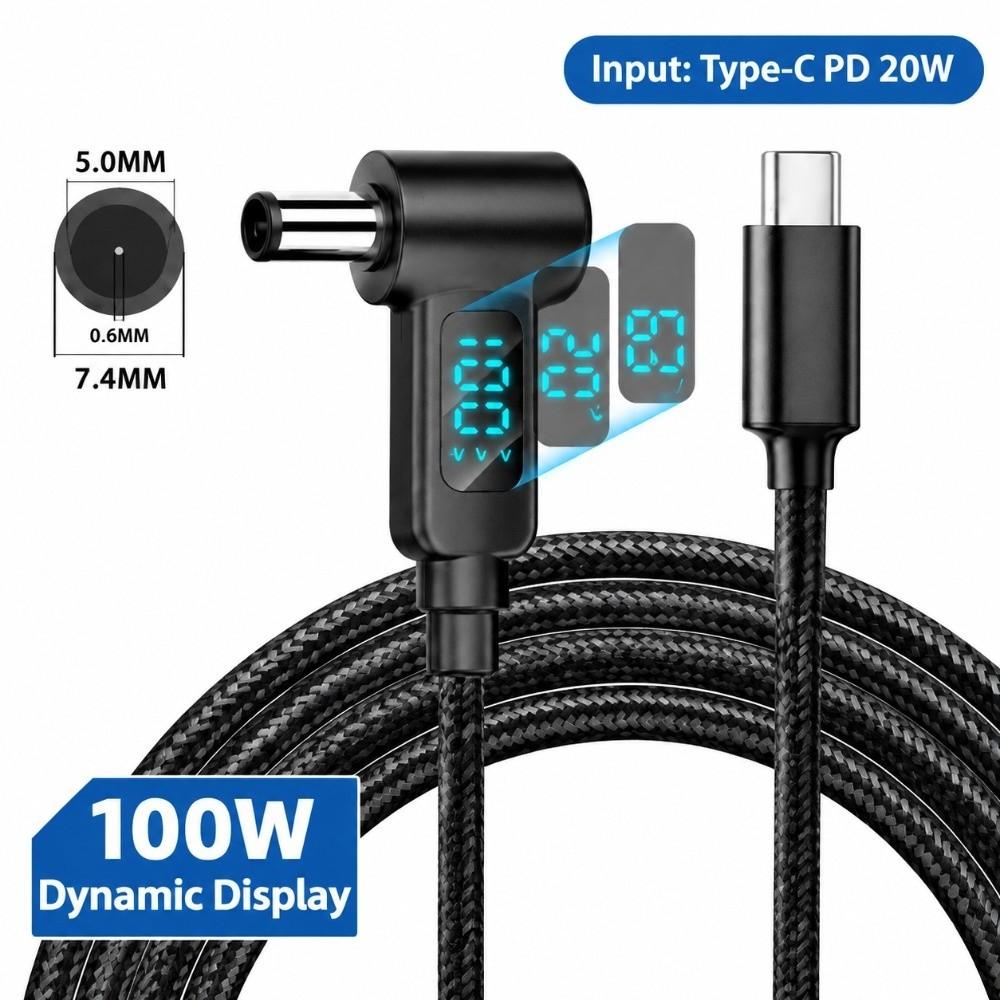 100W PD PD Trigger Charging Cord Digital Display DC Charging Lead Mobile Workstation