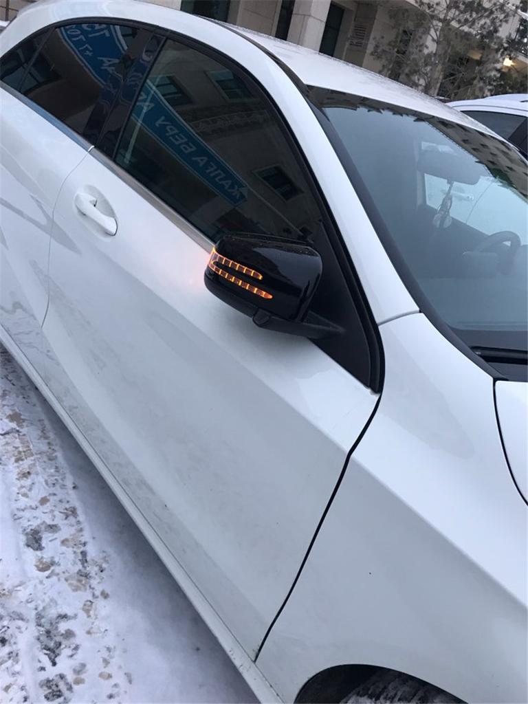 Left +Right Black Door Mirror Cover Cap Housing Wing Rear View Mirror Trim Casing For BENZ A B C E S Class W176 W246 W204 W212 W221 CLA C117