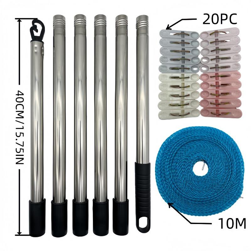 Clothes Drying Hook Support Rod Outdoor Washing Stainless Steel Support Rack Nylon Clothesline Suit Simple Garden Clotheslines