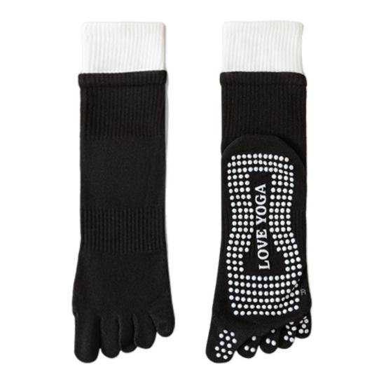1 Pair Yoga Toe Socks with Non-slip Gripper Breathable Moisture-Wicking Ballet Dance Fitness Pilates Athletic Gym Sports Mid-calf Socks