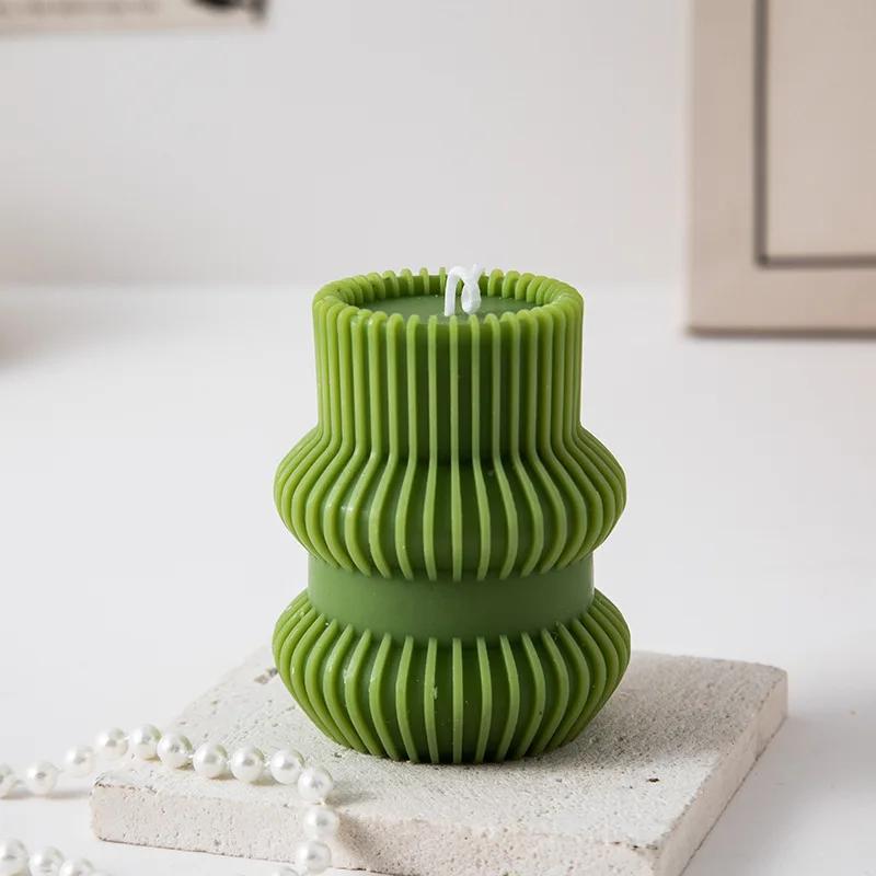 Ribbed Scented Candles Aesthetic Home Decorative Candles Smokeless Personalized Candles Guest Gift Lot