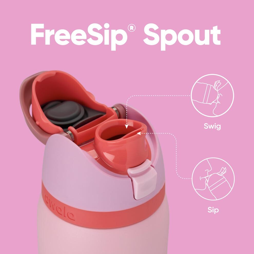 Owala FreeSip Isolierte Edelstahl-Wasserflasche mit Strohhalm für Sport und Reisen BPA-freie Sport-Wasserflasche 32 oz Rosa Angel Food Cake