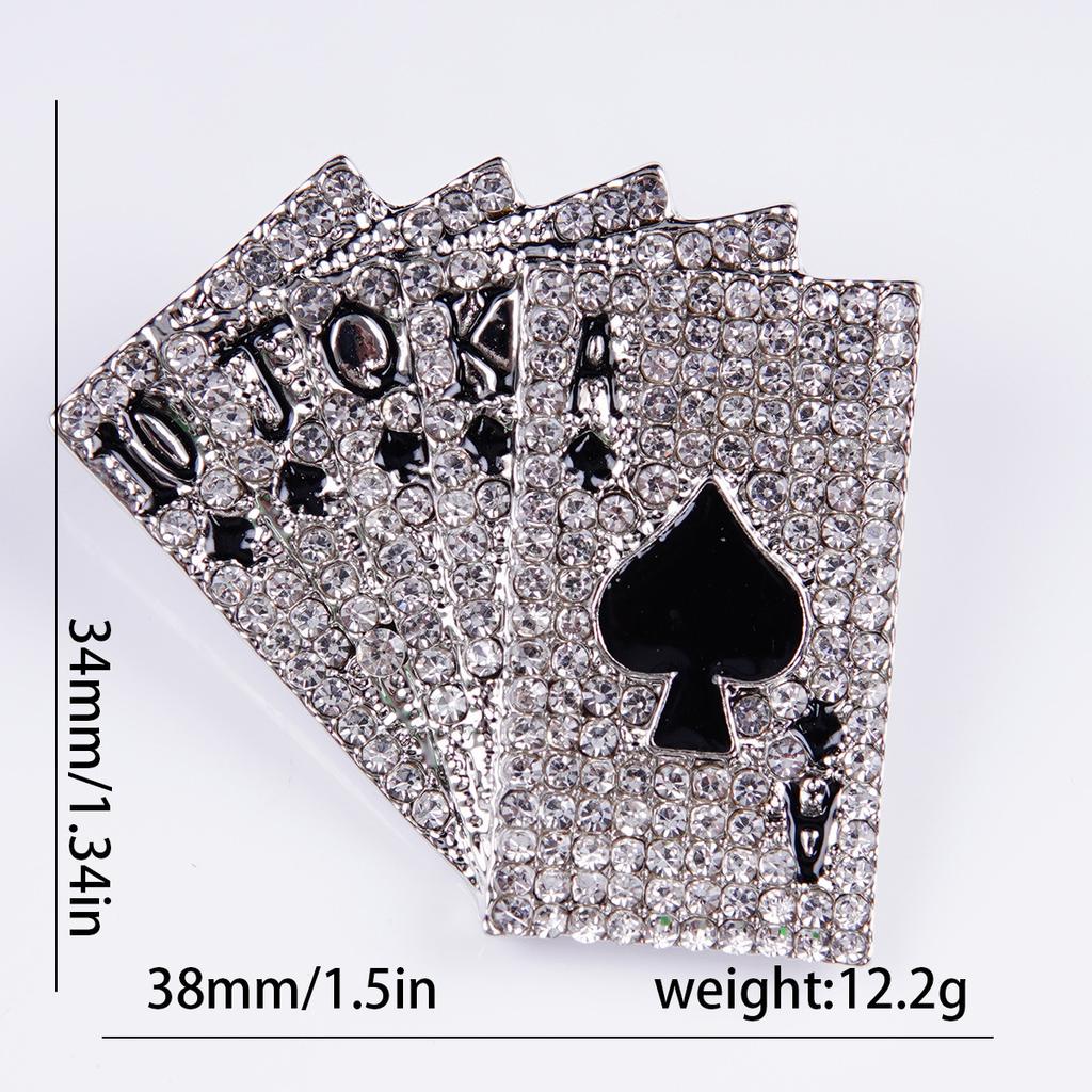 Creative Alloy Diamond Hip Hop Poker Flush Brooch Men'S And Women'S Suit Collar Pin