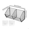Fruit Basket Metal Wire Wall Mount Multifunctional Iron Grid Storage Baskets Hanging