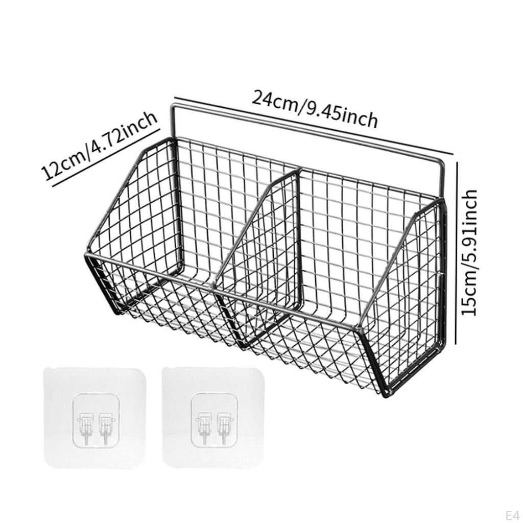 Fruit Basket Metal Wire Wall Mount Multifunctional Iron Grid Storage Baskets Hanging