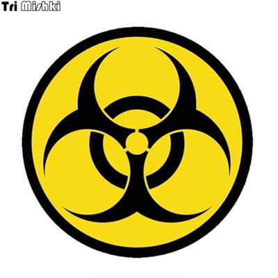 Tri Mishki WCS906 14X14CM Biohazard Symbol Hard Hat Warning Funny Car Sticker PVC Coloful Decals Motorcycle Accessories Sticker