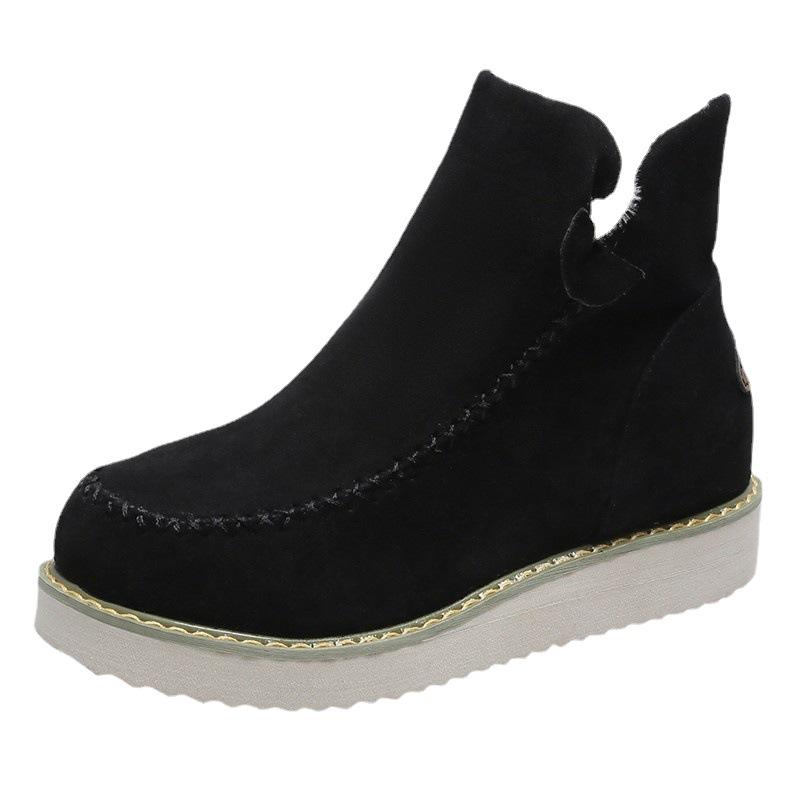 Women's Winter Thick Soled Cotton Boots, Solid Color, Warm Short Boots, Snow Boots