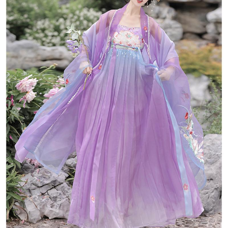 Hanfu New Embroidered Qi Skirt Tang Style Big Sleeve Cardigan Adult Women's Spring and Summer Thin Suit