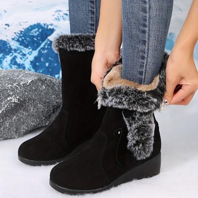 Women's Shoes  Fashion Knee-High Women's Boots Hot Sale Turned-over Edge Daily Boots Women Winter Plus Size Solid Snow Boots