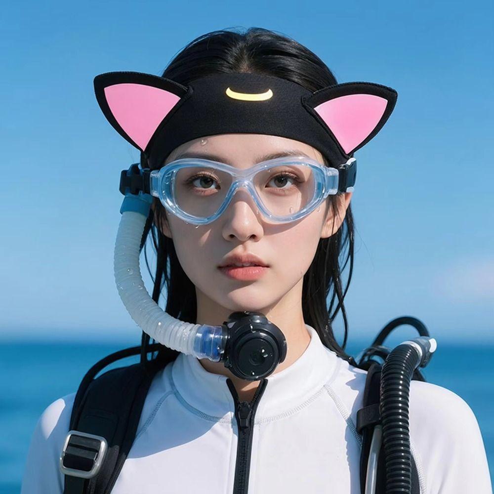 Clear Vision Diving Headband Wetsuit Hood Cat Ears Swimming Headband Outdoor Diving Hat  Diving