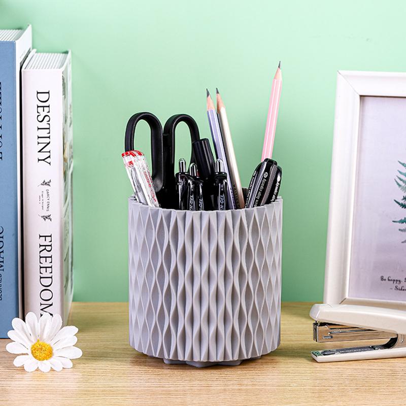 360°Rotating Pen Holder Large Capacity Pencil Storage Box Desktop Makeup Brush Bucket Organizer School Office Stationery