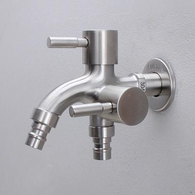 304 Stainless Steel Faucet One Into Two Out Multifunction Double-outlet Washing Machine Faucet Outdoor Garden Sink Pool Faucet