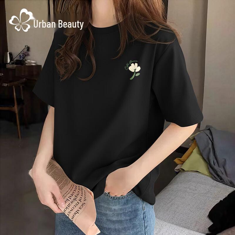 Women's Casual Cotton T-Shirt with Time Flower Graphic