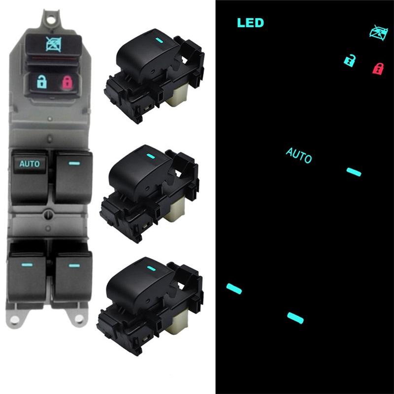 Lighted LED Power Single Window Switch set For Toyota RAV4 RAV 4 Camry Corolla Yaris Cruiser Vios Left driving backlight ice blue light B