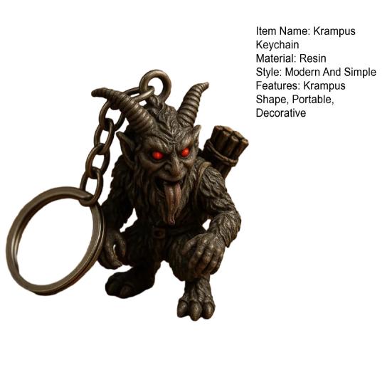 Krampus Nyckelring Vintage Snidad Skräckvarelse Demon Nyckelring Ryggsäck Skolväska Hängande Dekoration Väskberlock Plånbok Hänge