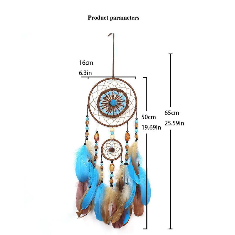 Cattura Sogni Piuma Blu Bohemien Campanelli a Vento Creativi Grande Appeso a Parete Decorazioni per la Casa Regali per Ragazze Ornamenti Fatti a Mano