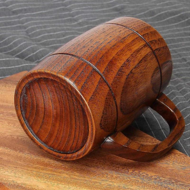 SSRGV 14 Oz Large Wooden Beer Mug Best Wood Drinking Cup Wooden Tankard Beer Glass Stein Tea Cup Bar